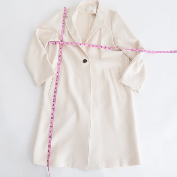 H&M Cream Single Breasted Midi-Jacket Coat - Picture 4 of 12